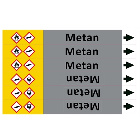 Značení potrubí  ISO 20560, metan